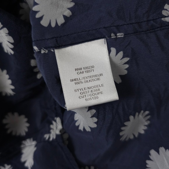 Equipment Shirt Womens Medium Blue White Floral Lynn Daisy Silk Button Up Blouse - Picture 4 of 12